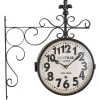 Kirklands Home Clocks|Black Iron Double Sided Scroll Wall Clock