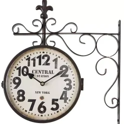 Kirklands Home Clocks|Black Iron Double Sided Scroll Wall Clock