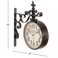 Kirklands Home Clocks|Black Iron Double Sided Scroll Wall Clock