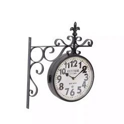 Kirklands Home Clocks|Black Iron Double Sided Scroll Wall Clock