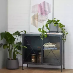 Kirklands Home Cabinets & Sideboards|Iron X-Panel Cabinet Black