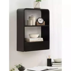 Kirklands Home Shelves|Kato Single Drawer Wall Shelf Black