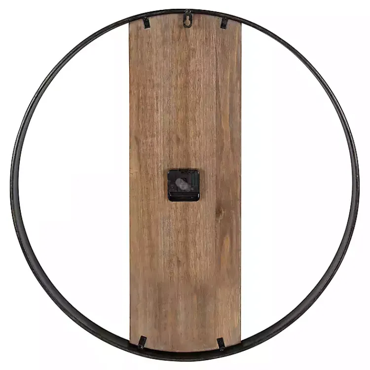 Kirklands Home Clocks|Ladd Natural Wood Wall Clock Black