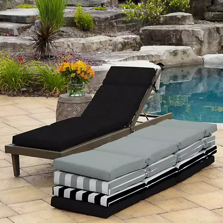 Kirklands Home Outdoor Cushions & Pillows|Leala Outdoor Chaise Cushion Black
