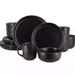 Kirklands Home Dinnerware|Leo Stoneware 16-pc. Dinnerware Set Black