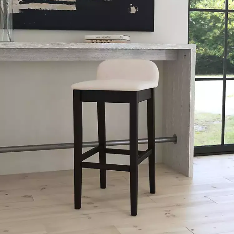 Kirklands Home Bar Stools & Counter Height Stools|Black Lowback Padded Bar Stool