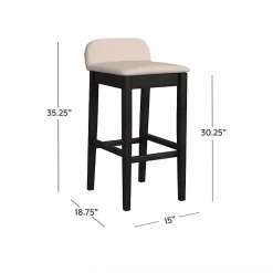 Kirklands Home Bar Stools & Counter Height Stools|Black Lowback Padded Bar Stool