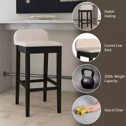 Kirklands Home Bar Stools & Counter Height Stools|Black Lowback Padded Bar Stool