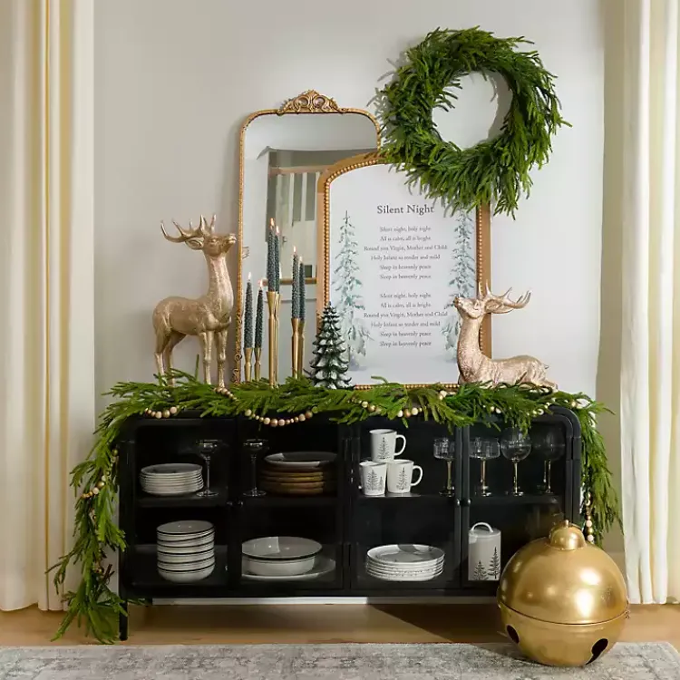 Kirklands Home Cabinets & Sideboards|Metal & Glass 4-Door Bentley Cabinet Black