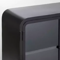 Kirklands Home Cabinets & Sideboards|Metal & Glass 4-Door Bentley Cabinet Black