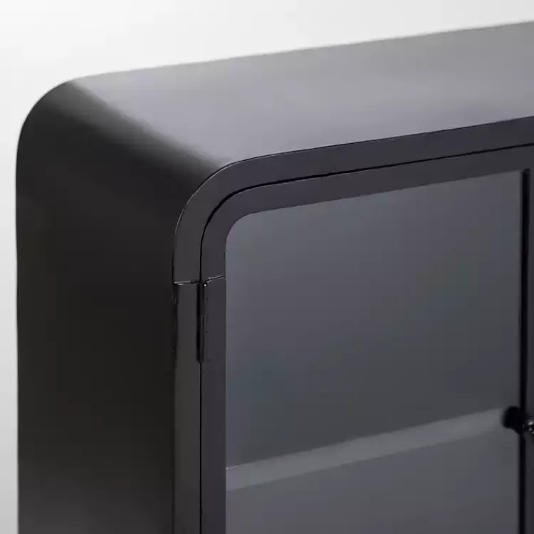 Kirklands Home Cabinets & Sideboards|Metal & Glass 4-Door Bentley Cabinet Black