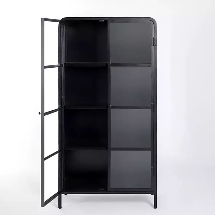 Kirklands Home Cabinets & Sideboards|Metal & Glass 2-Door Bentley Cabinet Black