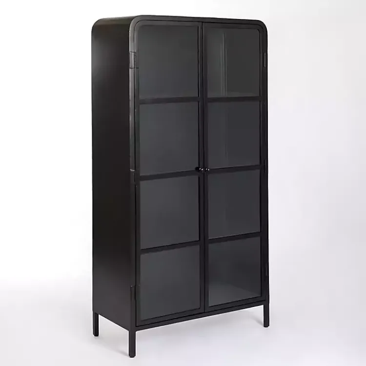 Kirklands Home Cabinets & Sideboards|Metal & Glass 2-Door Bentley Cabinet Black