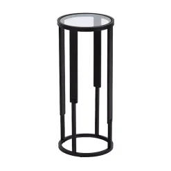 Kirklands Home Accent & End Tables|Metal & Glass Ravalli Drink Table Black