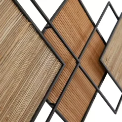 Kirklands Home Wall Plaques|Black Metal and Bamboo Diamond Wall Plaque