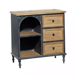 Kirklands Home Cabinets & Sideboards|Black Metal and Brown Wood Storage Cabinet