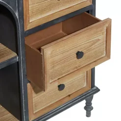 Kirklands Home Cabinets & Sideboards|Black Metal and Brown Wood Storage Cabinet