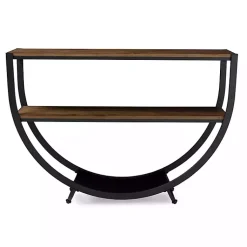 Kirklands Home Console Tables|Black Metal and Rustic Wood Modern Console Table