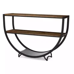 Kirklands Home Console Tables|Black Metal and Rustic Wood Modern Console Table