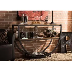 Kirklands Home Console Tables|Black Metal and Rustic Wood Modern Console Table
