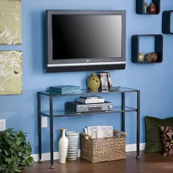 Kirklands Home Console Tables|Metal and Tempered Glass Console Table Black