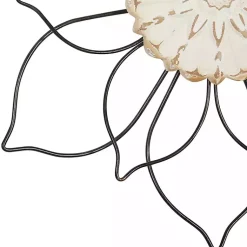 Kirklands Home Wall Plaques|Black Metal and Wood Floral Wall Plaques, Set of 2