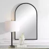 Kirklands Home Decorative Mirrors|Black Metal Arch Frame Wall Mirror