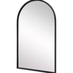 Kirklands Home Decorative Mirrors|Black Metal Arch Frame Wall Mirror
