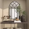 Kirklands Home Decorative Mirrors|Black Metal Arch Framed Mirror