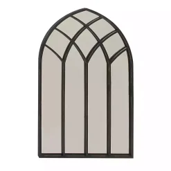 Kirklands Home Decorative Mirrors|Black Metal Arch Framed Mirror