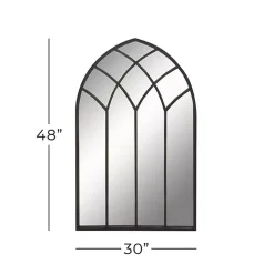 Kirklands Home Decorative Mirrors|Black Metal Arch Framed Mirror