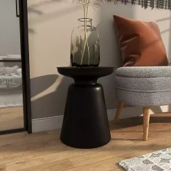 Kirklands Home Accent & End Tables|Metal Bell Shaped Accent Table Black