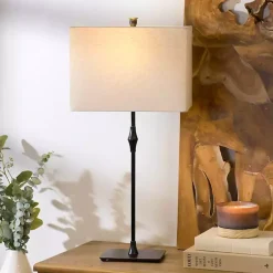 Kirklands Home Table Lamps|Black Metal Candlestick Table Lamp Tan