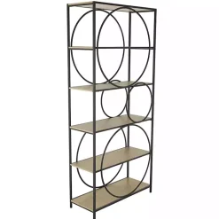 Kirklands Home Bookshelves|Black Metal Circles 5-Tier Bookcase