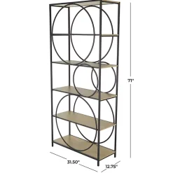 Kirklands Home Bookshelves|Black Metal Circles 5-Tier Bookcase