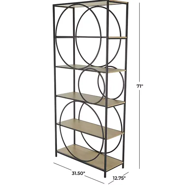Kirklands Home Bookshelves|Black Metal Circles 5-Tier Bookcase