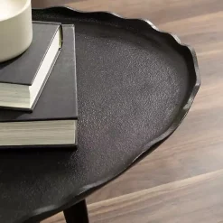 Kirklands Home Coffee Tables|Metal Deckled Edge Oval Coffee Table Black