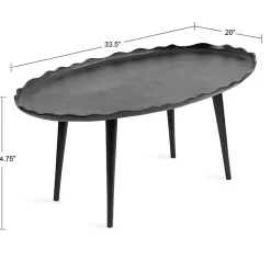 Kirklands Home Coffee Tables|Metal Deckled Edge Oval Coffee Table Black