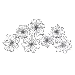 Kirklands Home Wall Plaques|Metal Floral Wire Wall Plaque Black
