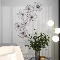 Kirklands Home Wall Plaques|Metal Floral Wire Wall Plaque Black