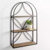 Kirklands Home Shelves|Black Metal Flower Frame 3-Tier Wall Shelf
