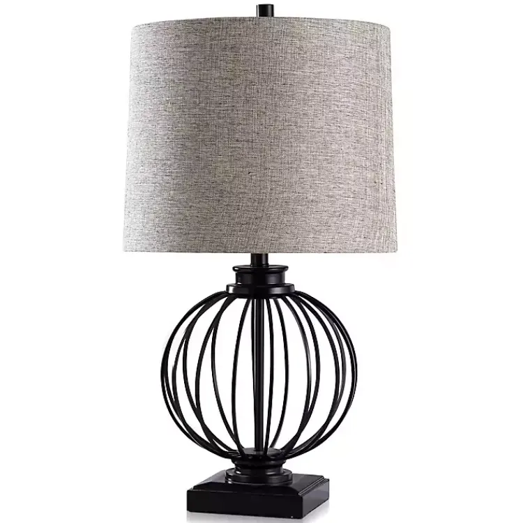 Kirklands Home Table Lamps|Black Metal Globe Table Lamp Gray