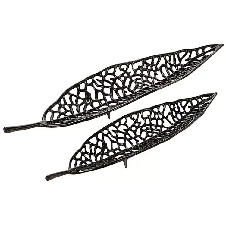 Hot Metal Leaf Trays, Set of 2 Decorative Trays