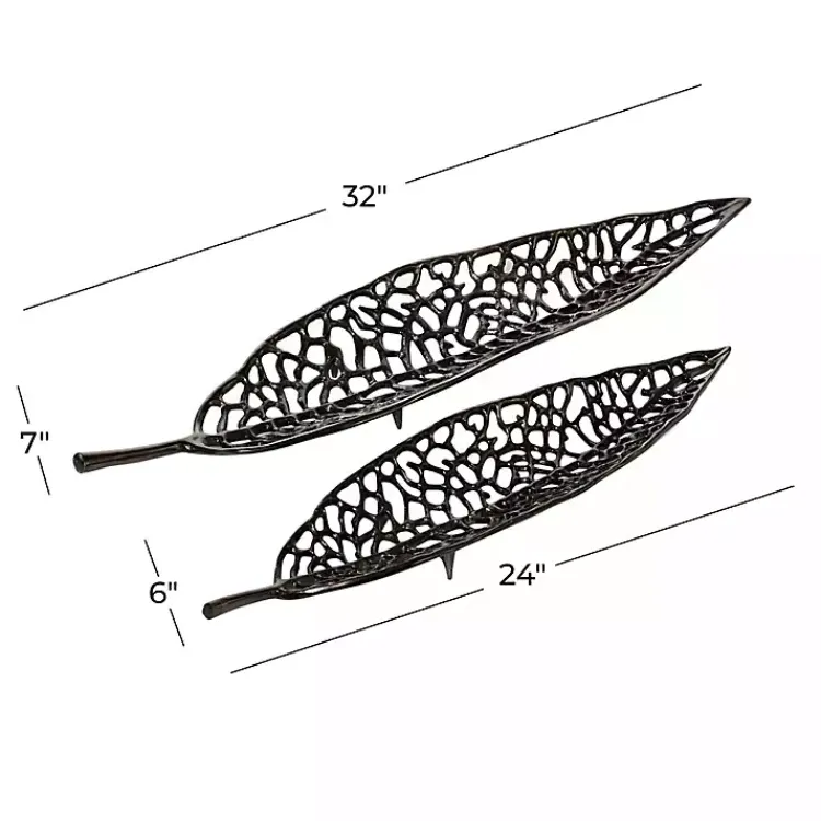 Hot Metal Leaf Trays, Set of 2 Decorative Trays