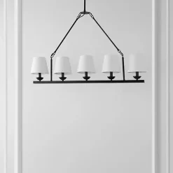 Kirklands Home Chandeliers & Pendant Lighting|Black Metal Linear Chandelier