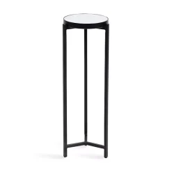 Kirklands Home Accent & End Tables|Metal Mirrored Tabletop Aguilar Drink Table Black