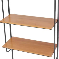 Kirklands Home Shelves|Black Metal Pipe Frame Brown Wood Wall Shelf