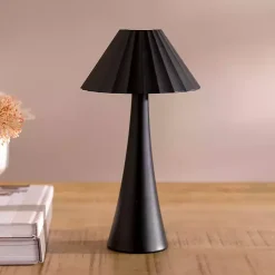 Kirklands Home Table Lamps|Metal Ribbed Rechargeable Touch Lamp Black