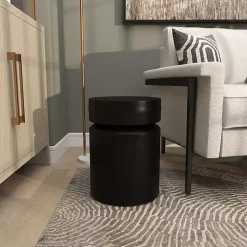 Kirklands Home Accent & End Tables|Metal Round Drum Accent Table Black