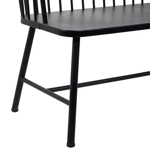 Kirklands Home Outdoor Seating|Metal Slatted Back Outdoor Bench Black